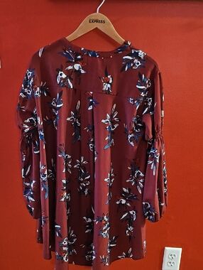 💕SALE! Burgundy Floral Long Sleeve Tunic Dress. MUST BUNDLE